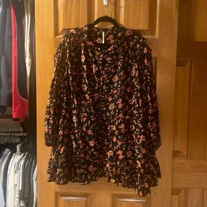 Floral Black and Red Blouse